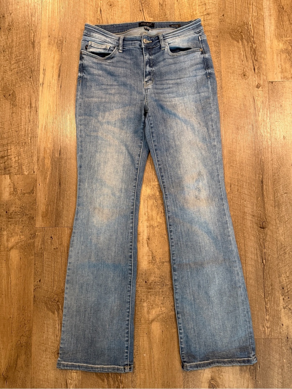 High-Rise Light Blue Bootcut Jeans - Women's - Picture 3 of 7